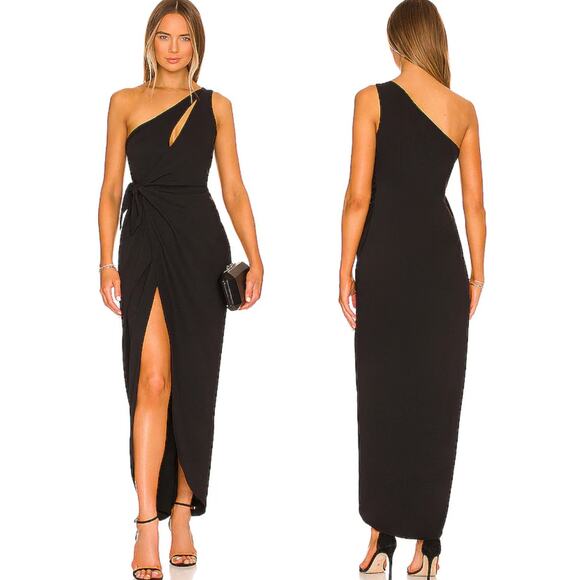 Amanda Uprichard Conetta Gown Maxi Dress Lightweight Crepe Black Womens Small - Picture 1 of 9